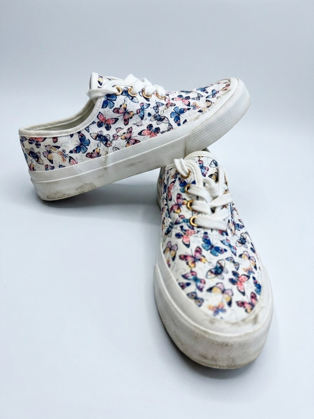 Sincerely Jules White Butterfly Canvas Sneakers